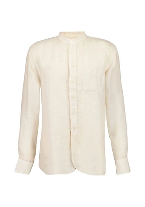 120% Lino band-collar pocket shirt - Neutrals