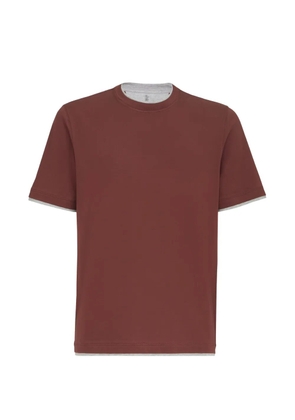 Brunello Cucinelli cotton jersey crew-neck T-shirt with faux-layering - Brown