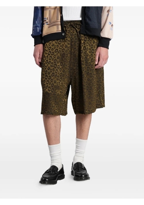Needles leopard-print drawstring shorts - Gold