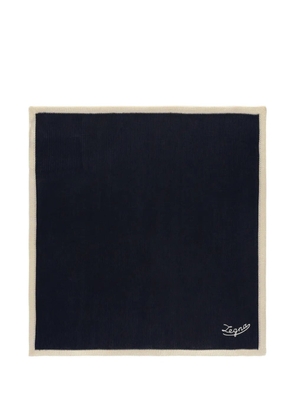 Zegna logo-embroidered contrast-border pocket square - Blue
