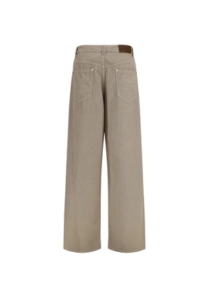 Brunello Cucinelli ribbed-texture monili-detail trousers - Neutrals