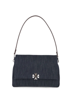 Tory Burch Charlie logo-plaque denim shoulder bag - Blue