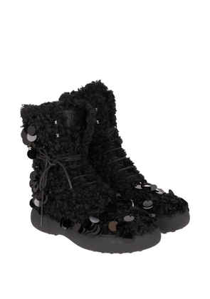 Tod's sequin-embellished shearling-effect boots - Black
