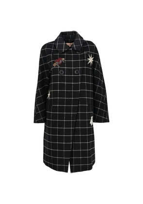 Vintage checkered embroidered coat - Black