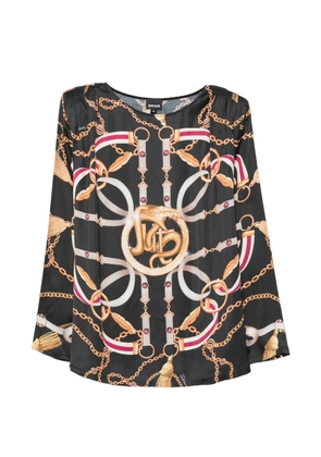 Just Cavalli chain-print long-sleeve blouse - Black