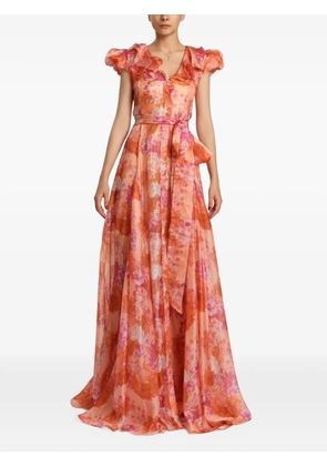 MIAU by Clara Rotescu Poems floral-print ruffled gown - Orange