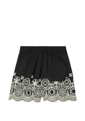 La DoubleJ Pull-Up Sangallo-embroidered mini shorts - Black