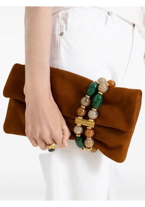 Jimmy Choo Zandra bead-embellished clutch bag - Brown