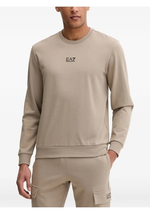 Ea7 Emporio Armani logo-print ribbed-trim sweater - Neutrals
