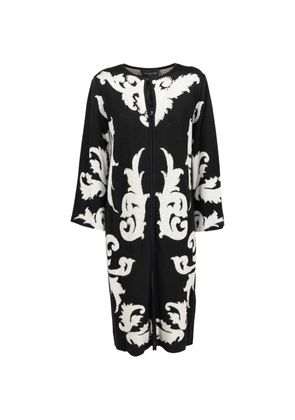 Vintage baroque-pattern zip-up cardigan - Black