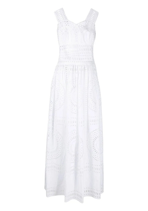 Alberta Ferretti broderie-anglaise pleated maxi dress - White
