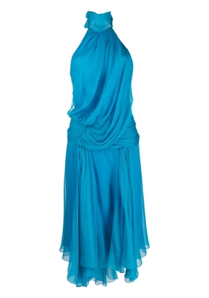 Alberta Ferretti draped asymmetrical-hem dress - Blue