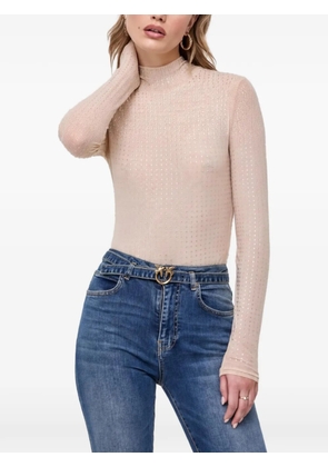 Bardot stud-embellished high-neck top - Neutrals
