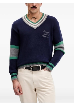 Benetton V-neck striped sweater - Blue