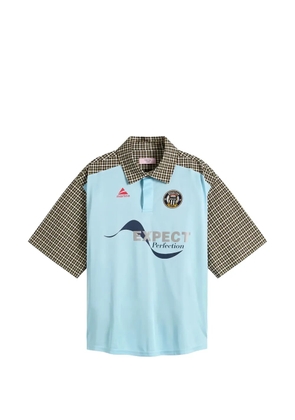 Martine Rose check-patterned panelled polo shirt - Blue