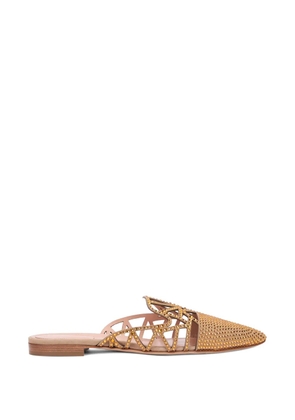 Alberta Ferretti crystal-embellished perforated mules - Orange