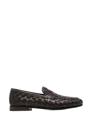 Santoni Carlos woven leather loafers - Brown