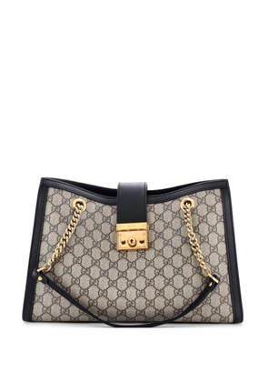 Gucci Pre-Owned Padlock Chain GG Coated Canvas with Leather Medium tote bag - Black