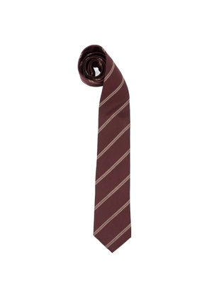 Brunello Cucinelli diagonal-stripe silk tie - Brown