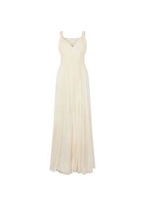 Alberta Ferretti pleated silk maxi dress - Neutrals