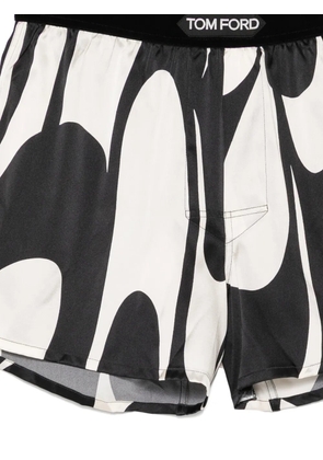 TOM FORD abstract-print logo patched boxer shorts - White
