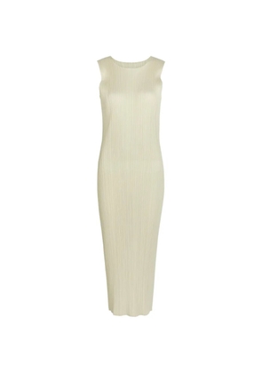 Issey Miyake Monthly Colors : May pleated sleeveless midi dress - Neutrals