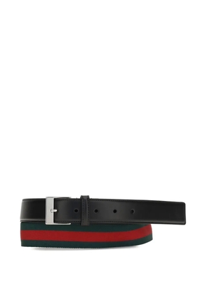 Gucci Web-stripe leather belt - Black