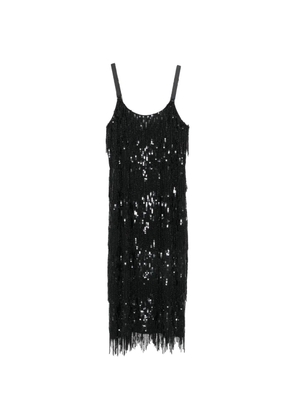 Elisabetta Franchi sequin-embellished fringed midi dress - Black