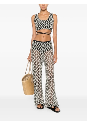 COTAZUR zigzag-knit tie-fastening top - White