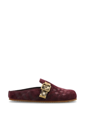 Burberry check-pattern buckle-fastening flat mules - Red