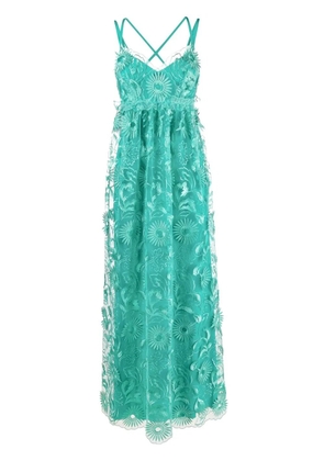 Alberta Ferretti embroidered tulle maxi dress - Green