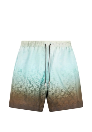 Roberto Cavalli gradient-effect monogram-print swim shorts - Blue