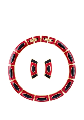 Monet Pre-Owned 1980s geometric earring and necklace set - Red
