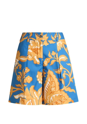 ETRO floral-print pleated shorts - Blue