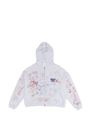 Paly Joshua Tree scribble-print zip-up hoodie - Grey