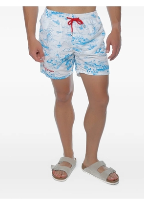 MC2 Saint Barth Gustavia Toile-print swim shorts - White
