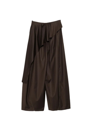 YANGKEHAN ruffled panelled trousers - Brown