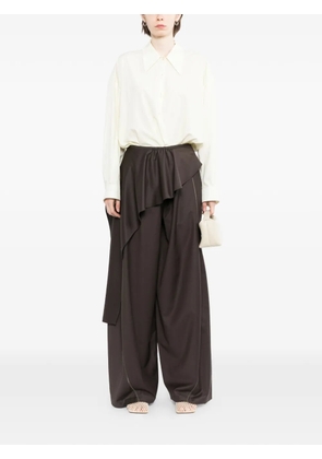 YANGKEHAN ruffled panelled trousers - Brown