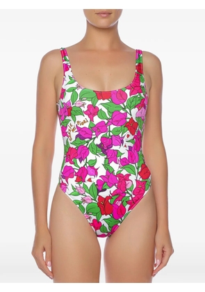 MC2 Saint Barth Lora bougainvillea-print swimsuit - White