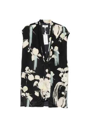 PSOPHIA floral-print sleeveless coat - Black