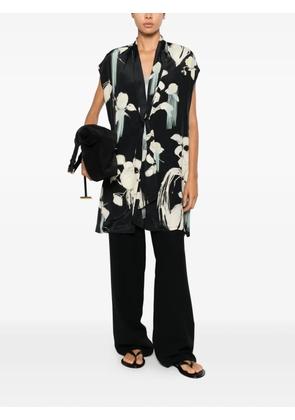 PSOPHIA floral-print sleeveless coat - Black