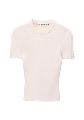 Alexander Wang logo-debossed ribbed-knit T-shirt - Pink