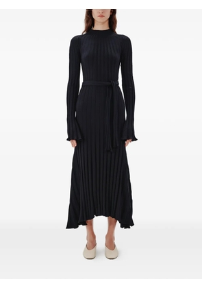 Another Tomorrow Long ribbed-knit flared dress - Black