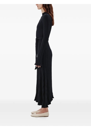 Another Tomorrow Long ribbed-knit flared dress - Black