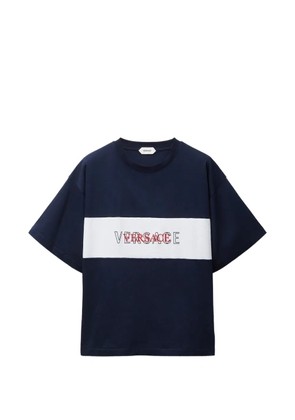 Versace intarsia cotton-jersey regular T-shirt - Blue