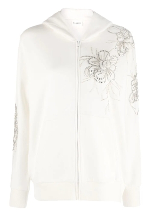 P.A.R.O.S.H. crystal-flower-detail hooded jacket - White