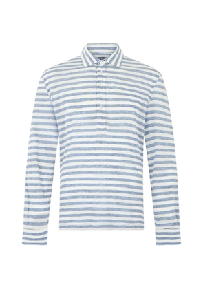 Fedeli striped long-sleeve polo shirt - Blue