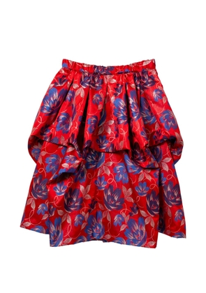 Comme Des Garçons Comme Des Garçons floral print midi skirt - Red