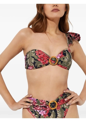 Beach Riot Rita ruffled floral-print bikini top - Green