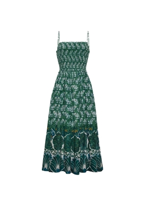 Cara Cara Carmen floral-print smocked midi dress - Green